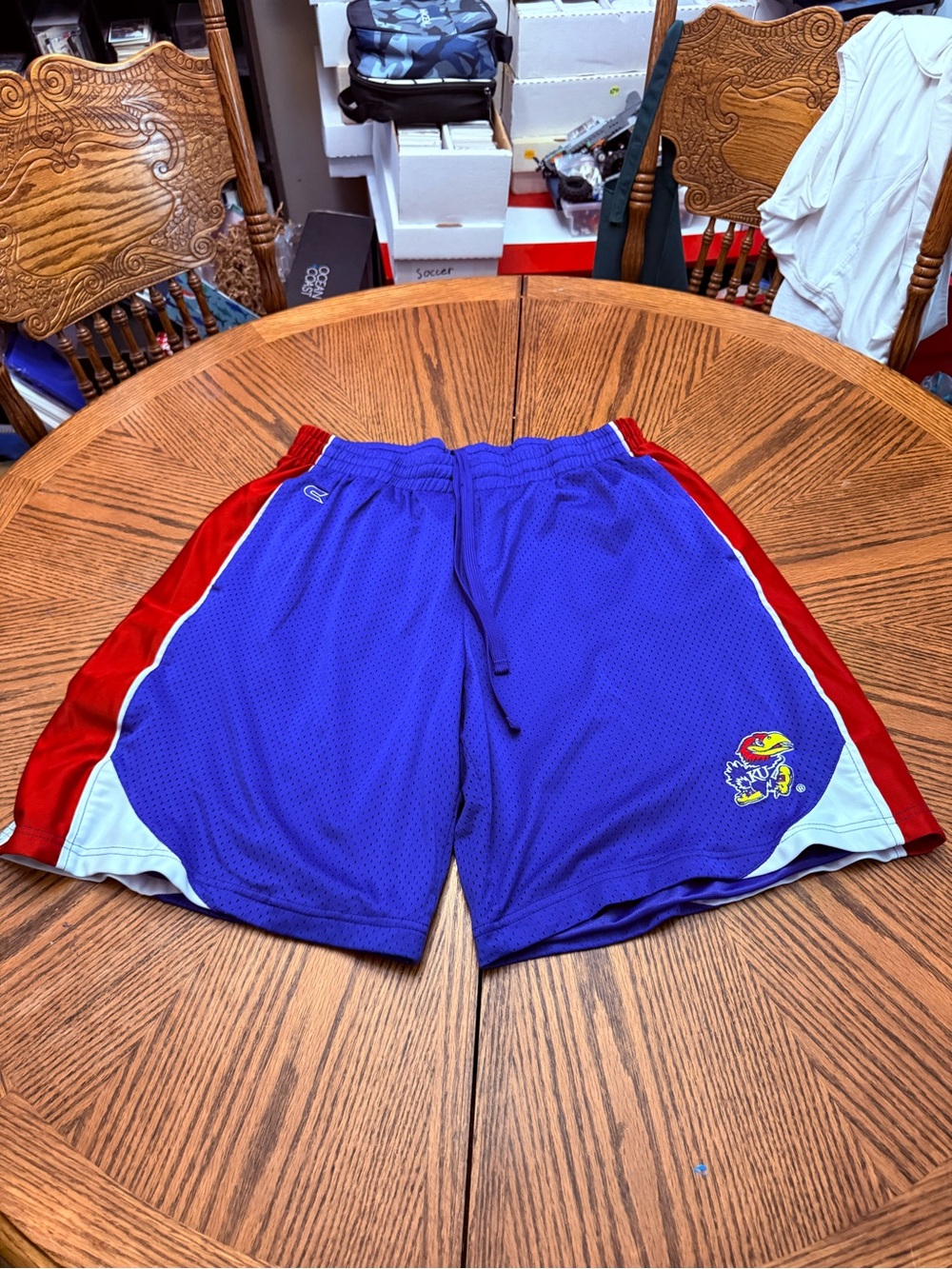 Colosseum Men's Athletic KU Mesh Shorts in Royal Blue with Red & White Accents